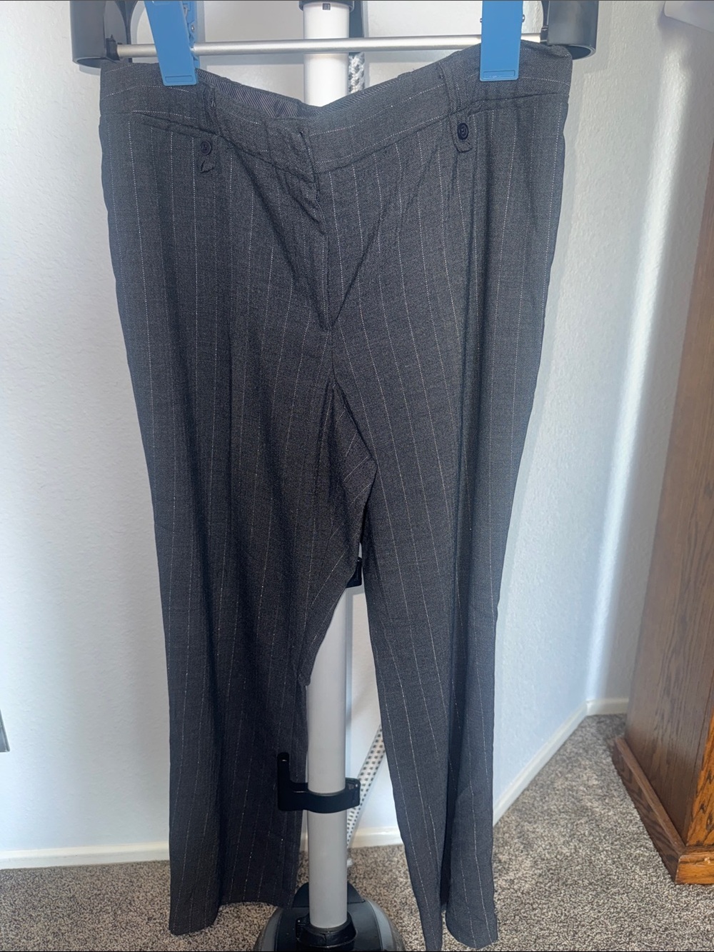 NY Collection Women’s Charcoal Pinstripe Dress Pants